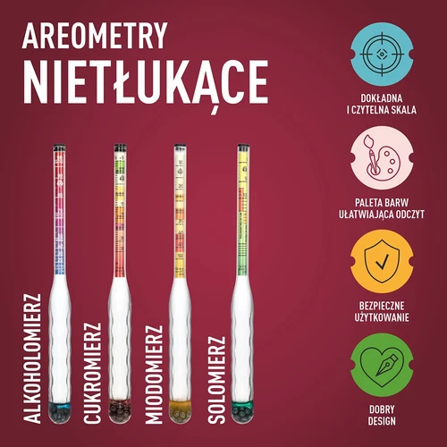 Oslagbar hydrometer för mjöd med mätcylinder, mätområde 10–50°Blg - 7