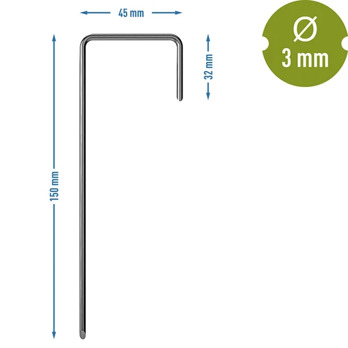 Pinnar för fiberduk, stål L-typ - 100 st. - 7