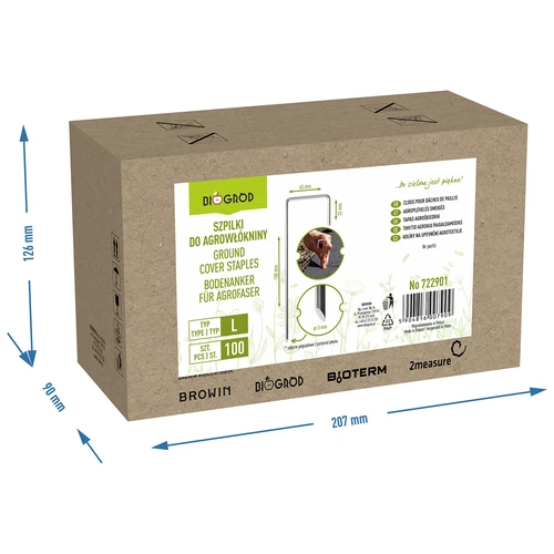 Pinnar för fiberduk, stål L-typ - 100 st. - 8