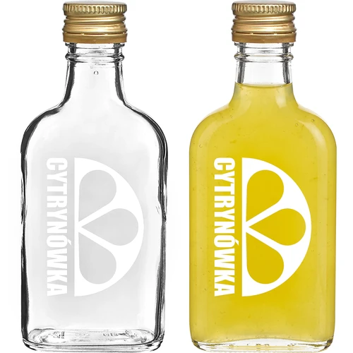 Platt glasflaska (plunta) 200 ml med skruvkork och tryck ”Cytrynówka”, motiv 2 - 2