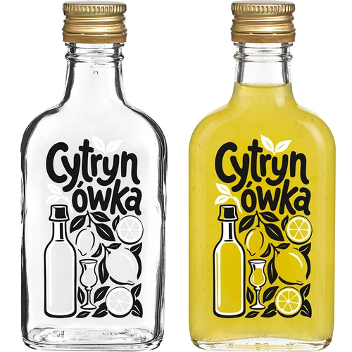 Plunta 200 ml med skruvkork och tryck ”Cytrynówka”, motiv 1 - 2