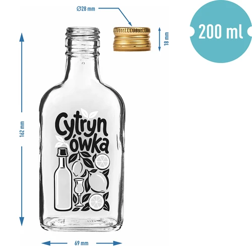 Plunta 200 ml med skruvkork och tryck ”Cytrynówka”, motiv 1 - 4