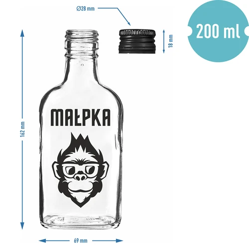 Pluntflaska 200 ml med skruvkork, tryck ”Apa”, 1 st. - 4