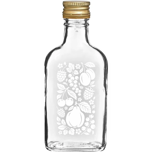 Pluntaflaska 200 ml med skruvkork och tryck ”Frukter”, mönster 2