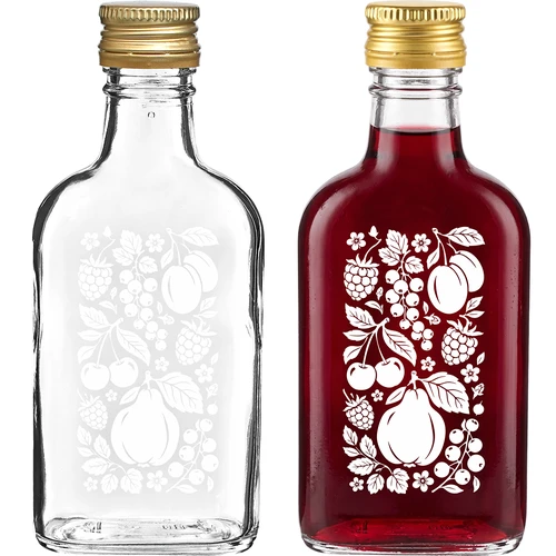 Pluntaflaska 200 ml med skruvkork och tryck ”Frukter”, mönster 2 - 2
