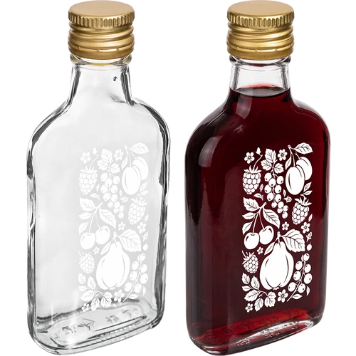 Pluntaflaska 200 ml med skruvkork och tryck ”Frukter”, mönster 2 - 3