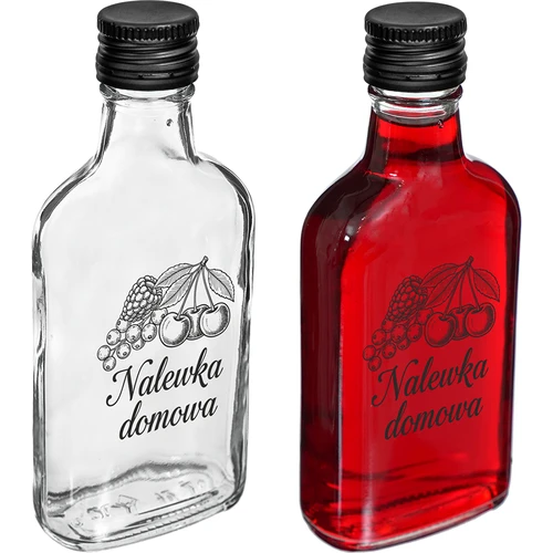 Pluntflaska 200 ml med skruvkork, tryck ”Nalewka domowa”, 1 st. - 2