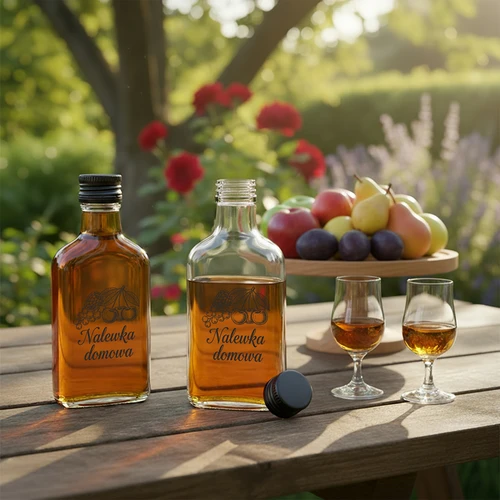 Pluntflaska 200 ml med skruvkork, tryck ”Nalewka domowa”, 1 st. - 5