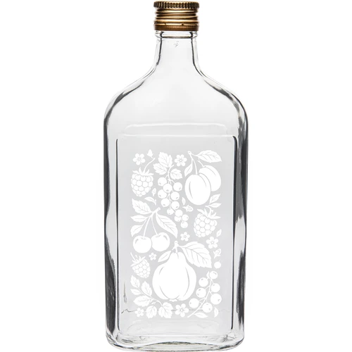 Pluntaflaska 500 ml med skruvkapsyl och tryck ”Frukter”, mönster 2