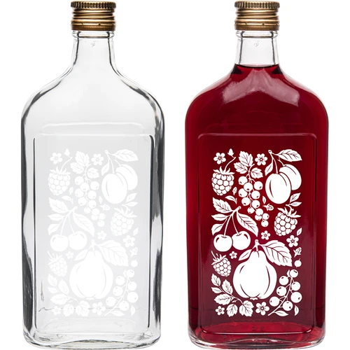 Pluntaflaska 500 ml med skruvkapsyl och tryck ”Frukter”, mönster 2 - 3