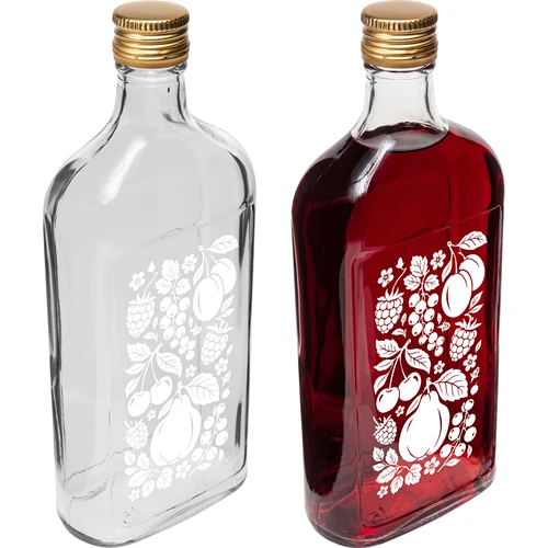 Pluntaflaska 500 ml med skruvkapsyl och tryck ”Frukter”, mönster 2 - 4