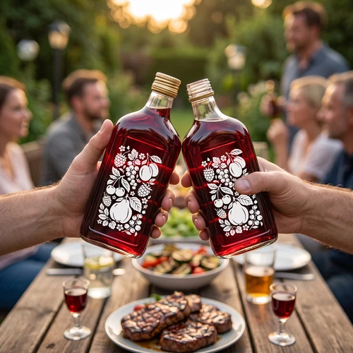 Pluntaflaska 500 ml med skruvkapsyl och tryck ”Frukter”, mönster 2 - 7