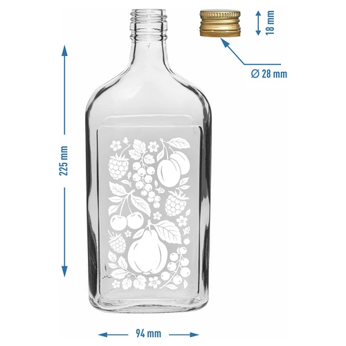 Pluntaflaska 500 ml med skruvkapsyl och tryck ”Frukter”, mönster 2 - 5