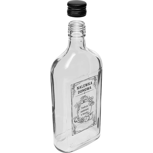 Platt glasflaska 500 ml med skruvkork, tryck ”Nalewka domowa”, 1 st. - 3