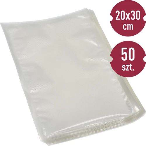 Räfflade påsar för vakuumförpackare, 20x30 cm, 50 st.