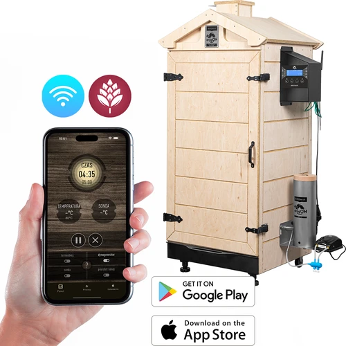 Ramfritt rökskåp dragON PLYWOOD NATURE med Wi-Fi-styrenhet, 200 L  - 1 