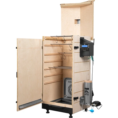 Ramfritt rökskåp dragON PLYWOOD NATURE med Wi-Fi-styrenhet, 200 L - 3