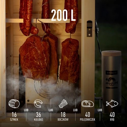 Ramlös rökkammare dragON PLYWOOD NATURE med digital kontroll, 200L - 11