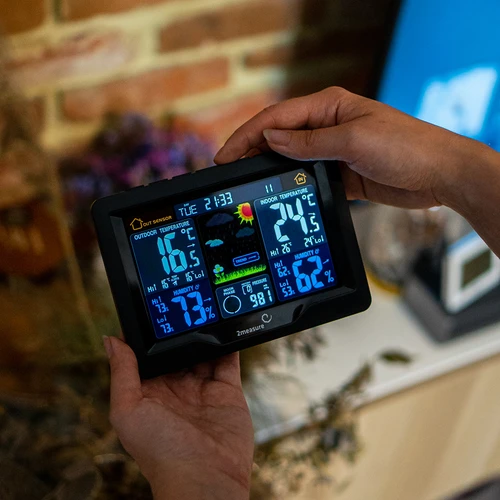 RCC väderstation, DCF – elektronisk, belyst, trådlös, sensor, svart - 14