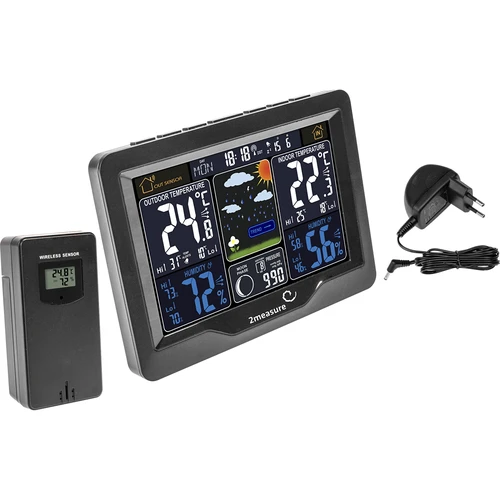 RCC väderstation, DCF – elektronisk, belyst, trådlös, sensor, svart