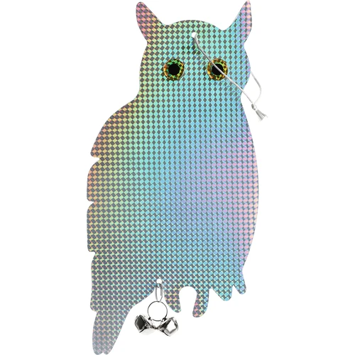 Reflekterande hängsmycke som skrämmer bort fåglar - uggla med klockor