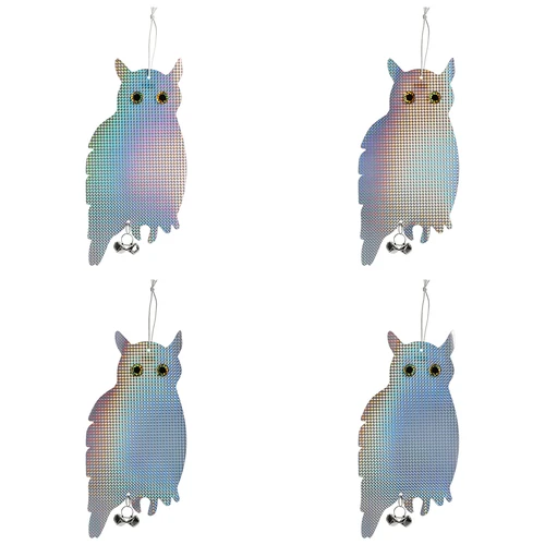 Reflekterande hängsmycke som skrämmer bort fåglar - uggla med klockor - 3