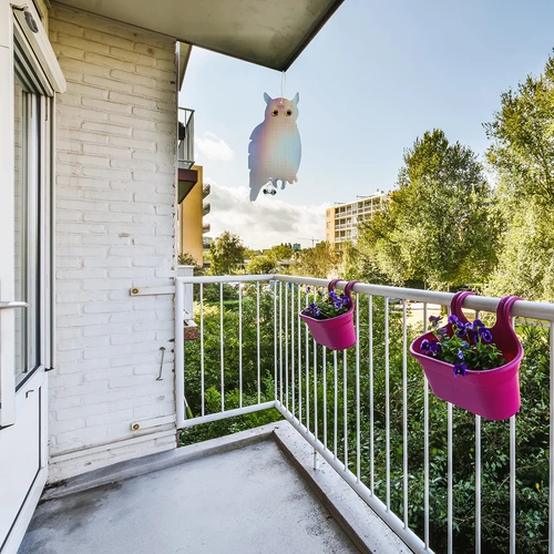 Reflekterande hängsmycke som skrämmer bort fåglar - uggla med klockor - 11