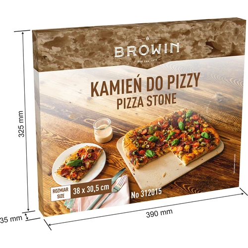 Rektangulär pizzasten, tillverkad av kordierit, - 38 x 30,5 cm - 6