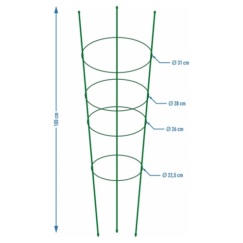 Ringstöd för växter 4 ringar 1m - 2