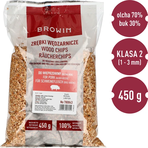 Rökflis för rökning/grillning 70% al + 30% bok, 450 g, klass 2 - 3