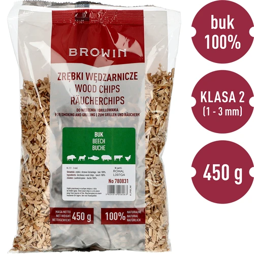 Rökflis för rökning/grillning, bok, 450 g, kl. 2 - 3