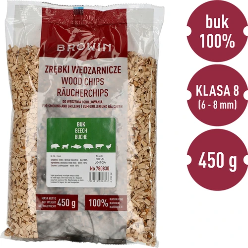 Rökflis för rökning/grillning, bok, 450 g, kl. 8 - 3