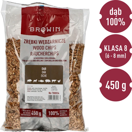 Rökflis för rökning/grillning, ek, 450 g, kl. 8 - 3