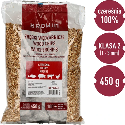 Rökflis för rökning/grillning, körsbär, 450 g, klass 2 - 3