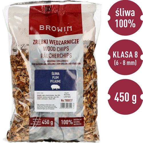Rökflis för rökning/grillning, plommonträ, 450 g, kl. 8 - 3