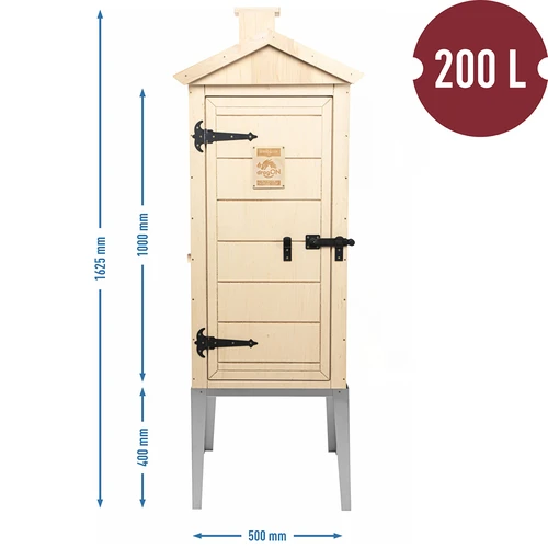 Rökkammare av certifierad plywood, 200 l, med underrede i rostfritt stål - 3