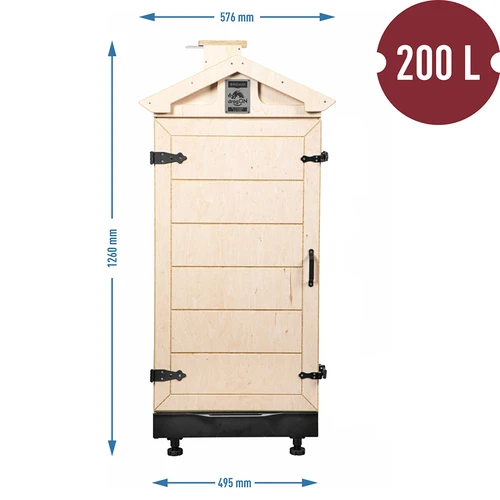 Rökkammare av certifierad plywood, ramlös, 200 L, med hjul - 4