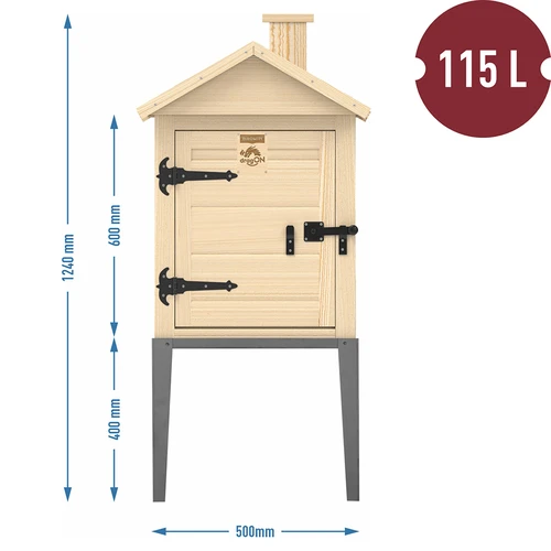 Rökkammare av gran, 115 l, med rostfritt underrede - 3