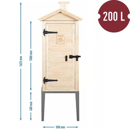 Rökkammare av granträ, 200 l, med rostfritt underrede - 3