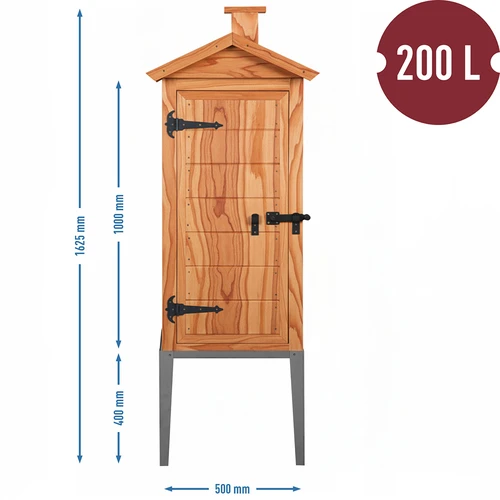 Rökkammare i lärk, 200 L, med rostfritt stativ - 3