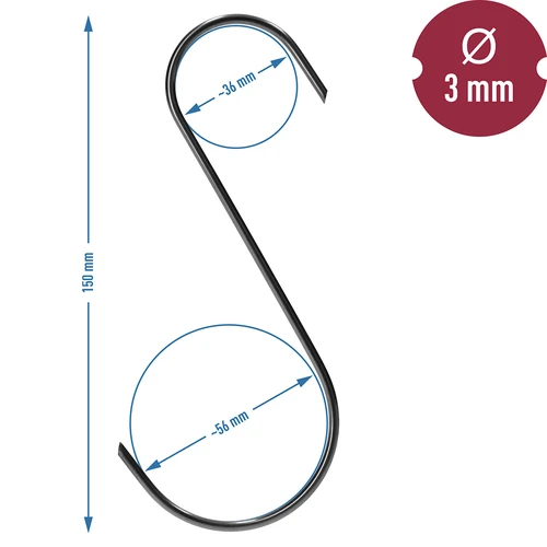 Rökkrokar – S, 45°‑kapade, 3 mm x 150 mm, 5 st. - 6