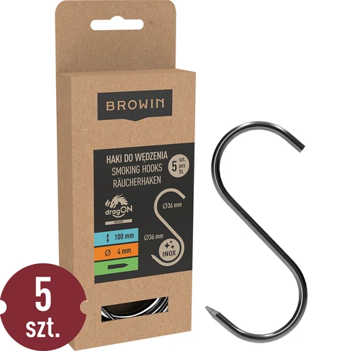 Rökkrokar – S-formade, vässade, 4 mm x 100 mm, 5-pack