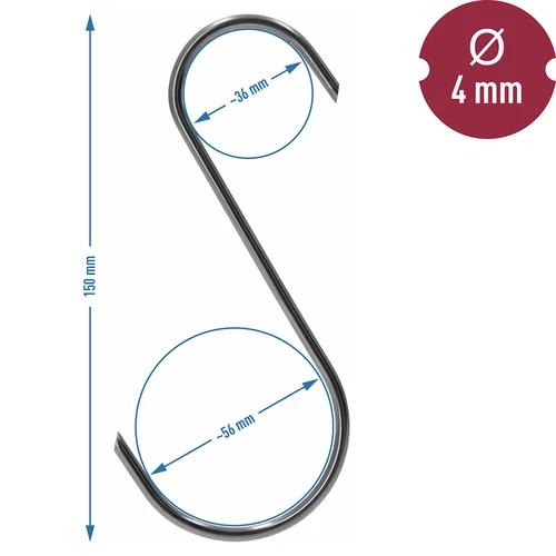 Rökkrokar – S, snedskurna 45° 4 mm x 150 mm, 5 st. - 6