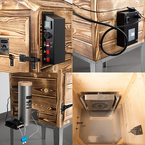 Rökskåp 115 L dragON Wood 60E – vedeldat, i trä, med elektrisk värmemodul och styrenhet - 4