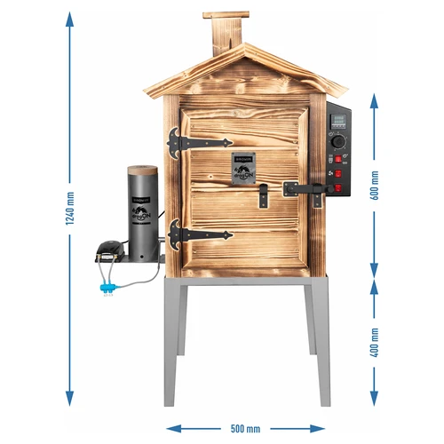 Rökskåp 115 L dragON Wood 60E – vedeldat, i trä, med elektrisk värmemodul och styrenhet - 8