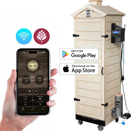 Rökskåp dragON PLYWOOD NATURE – ramlöst, modulärt, med Wi‑Fi-styrenhet, 320 l