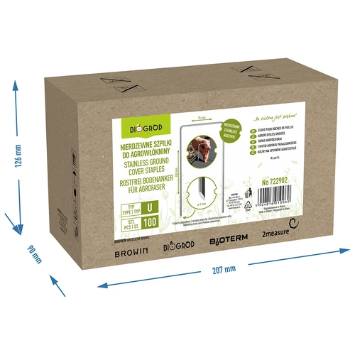 Rostfria U-formade pinnar för fiberduk - 100 st. - 8