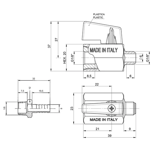 Set med kulventil + anslutning - 4