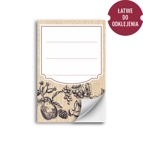 Självhäftande etiketter 60 x 90 mm för flaskor, burkar fruktskiss - 20 st. - 2