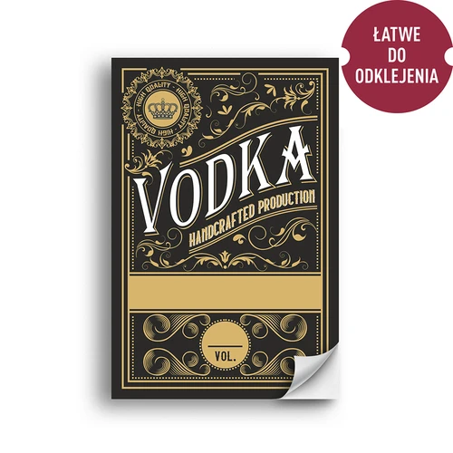 Självhäftande etiketter 60x90 mm för flaskor, vodka, svarta, 20 st. - 2